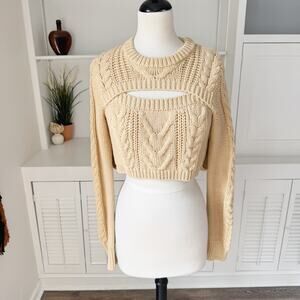 Pistola Honey Tan Chunky Knit Bolero Cropped Sweater Size XS